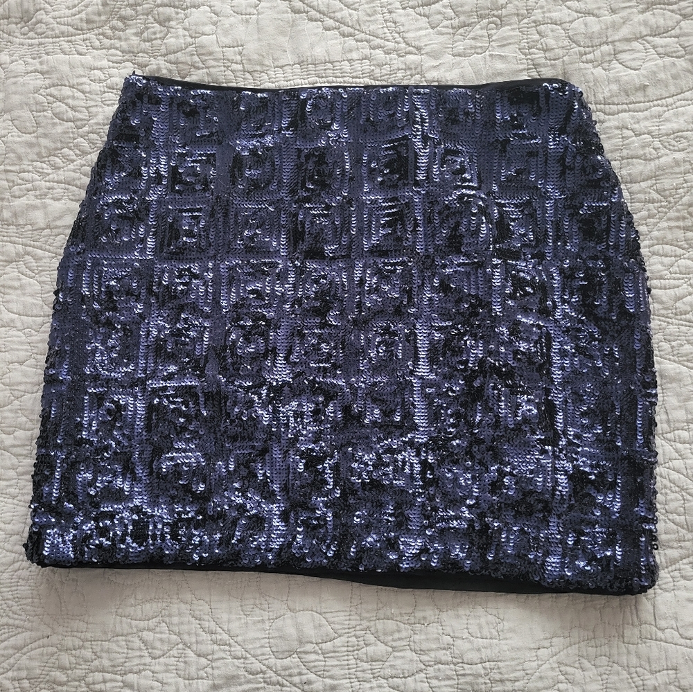 H&M Navy Blue Sequin Mini Skirt - Size 6